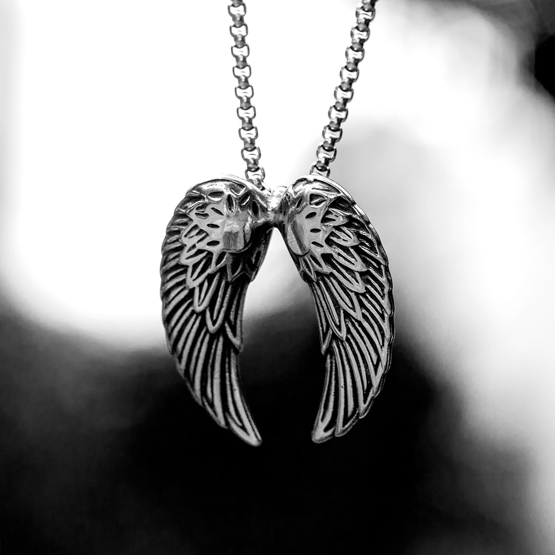 Vintage Wings Stainless Steel Pendant Silver With Street Luxury Shine - Image 3