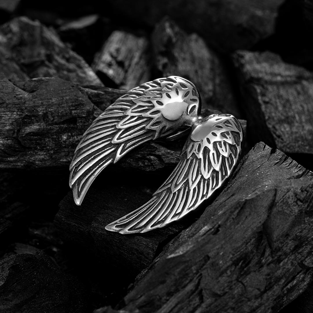 Vintage Wings Stainless Steel Pendant Silver With Street Luxury Shine - Image 4