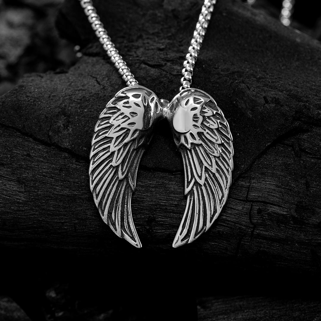 Vintage Wings Stainless Steel Pendant Silver With Street Luxury Shine