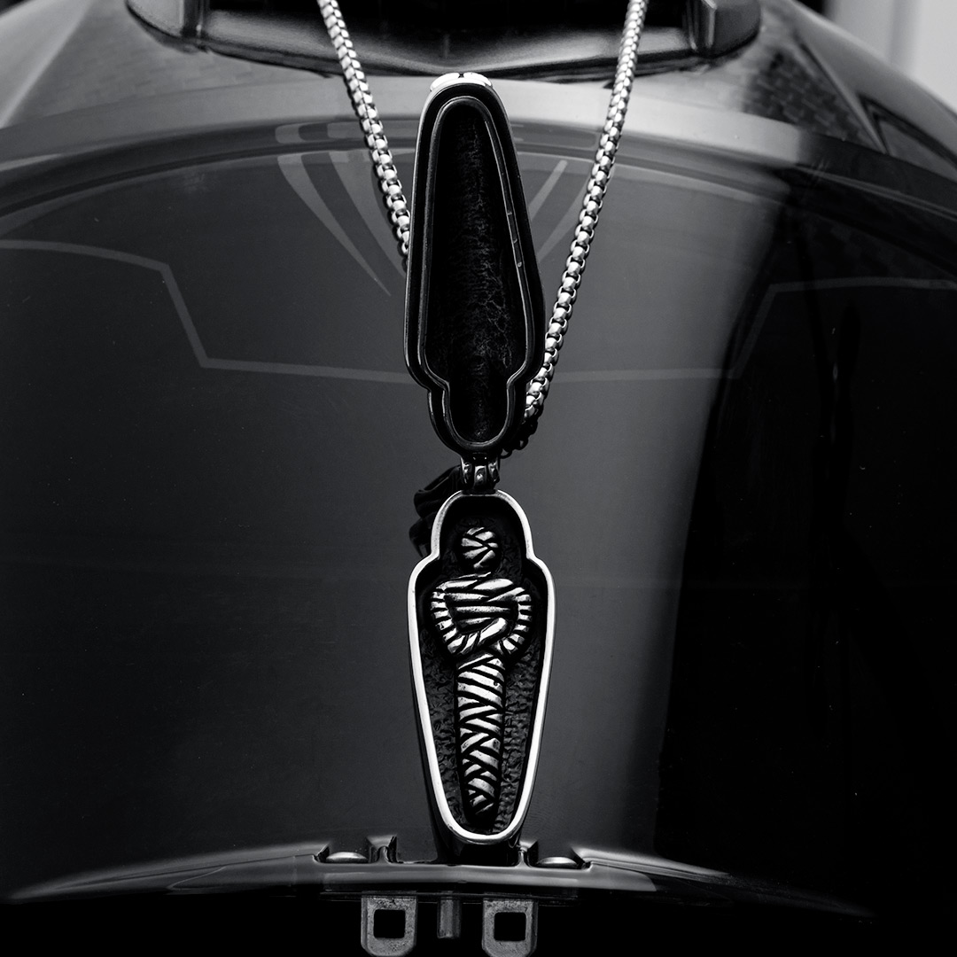 Pharaoh Open Coffin Stainless Steel Pendant Silver With Street Luxury Shine - Image 3