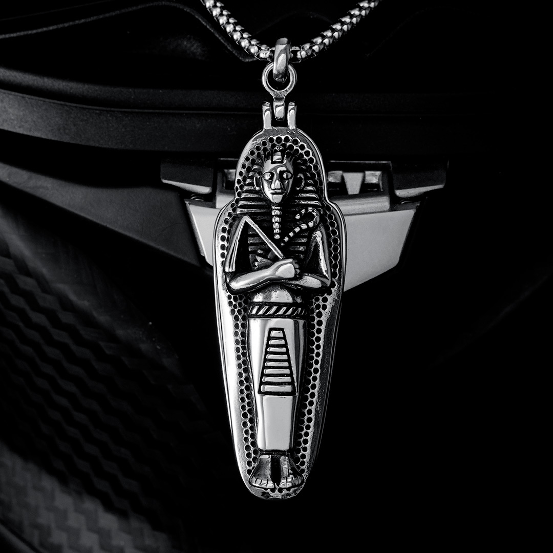 Pharaoh Open Coffin Stainless Steel Pendant Silver With Street Luxury Shine