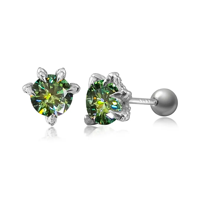 Aquamarine Dragon Claw S925 Sterling Silver Moissanite Earrings Iced Out - Image 12