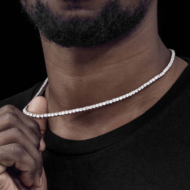 3mm Tennis Necklace In White Gold Iced Out Shine With Street Luxury