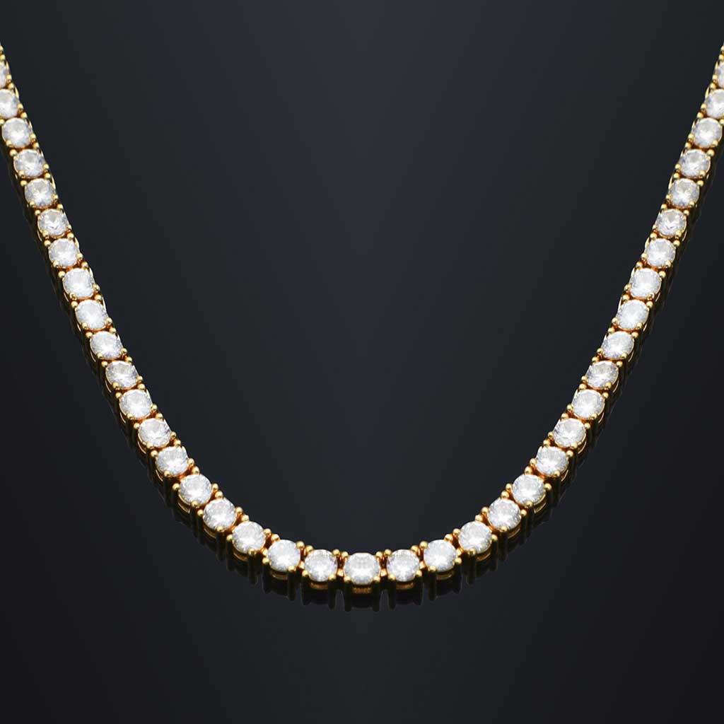 3mm Tennis Necklace In Gold Iced Out With Bold Statement Appeal - Image 3