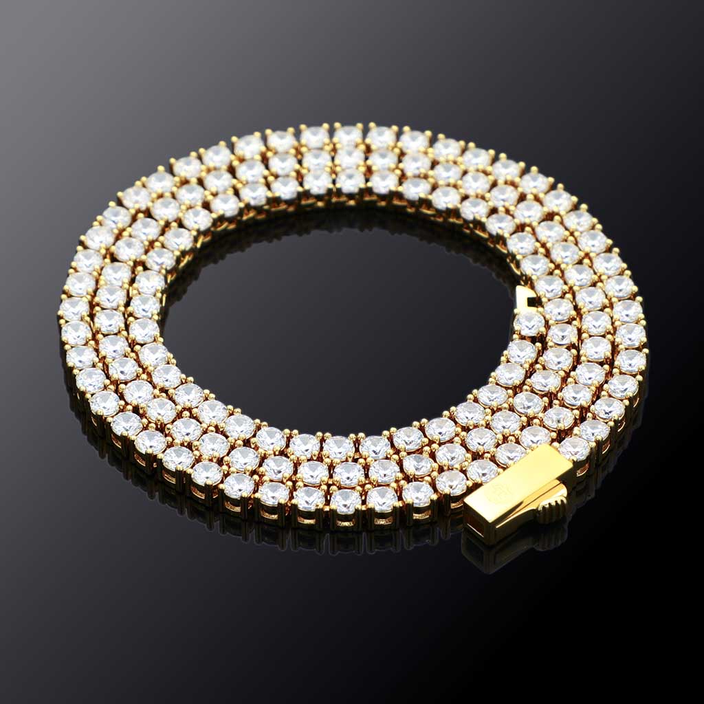 3mm Tennis Necklace In Gold Iced Out With Bold Statement Appeal - Image 4