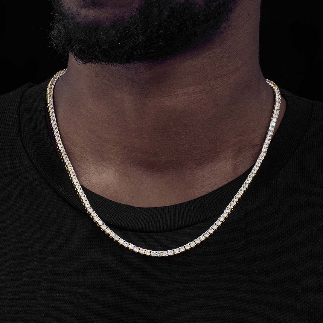 3mm Tennis Necklace In Gold Iced Out With Bold Statement Appeal