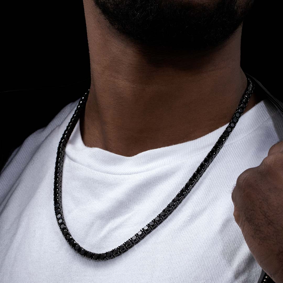 5mm Black Stones Tennis Chain In Black Gold With Street Luxury Shine