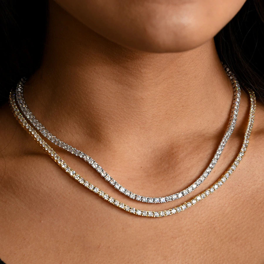 Iced Out 3mm Crystal Tennis Chain In White Gold With Street Luxury Shine - Image 3