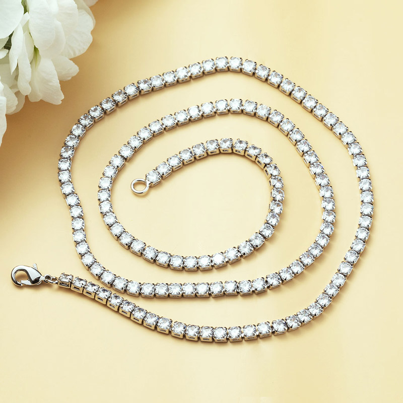 Iced Out 3mm Crystal Tennis Chain In White Gold With Street Luxury Shine - Image 5