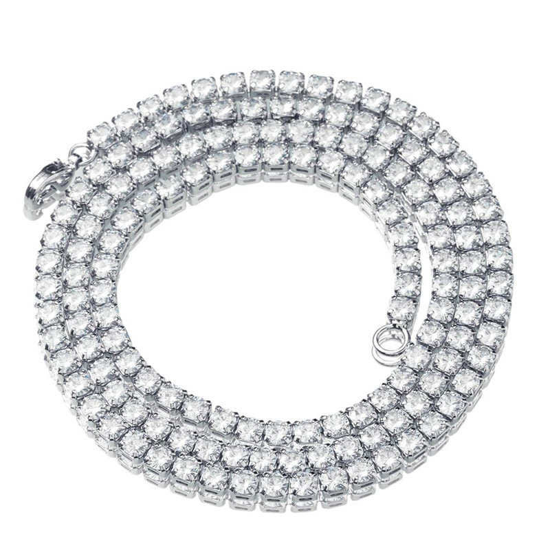 Iced Out 3mm Crystal Tennis Chain In White Gold With Street Luxury Shine - Image 6