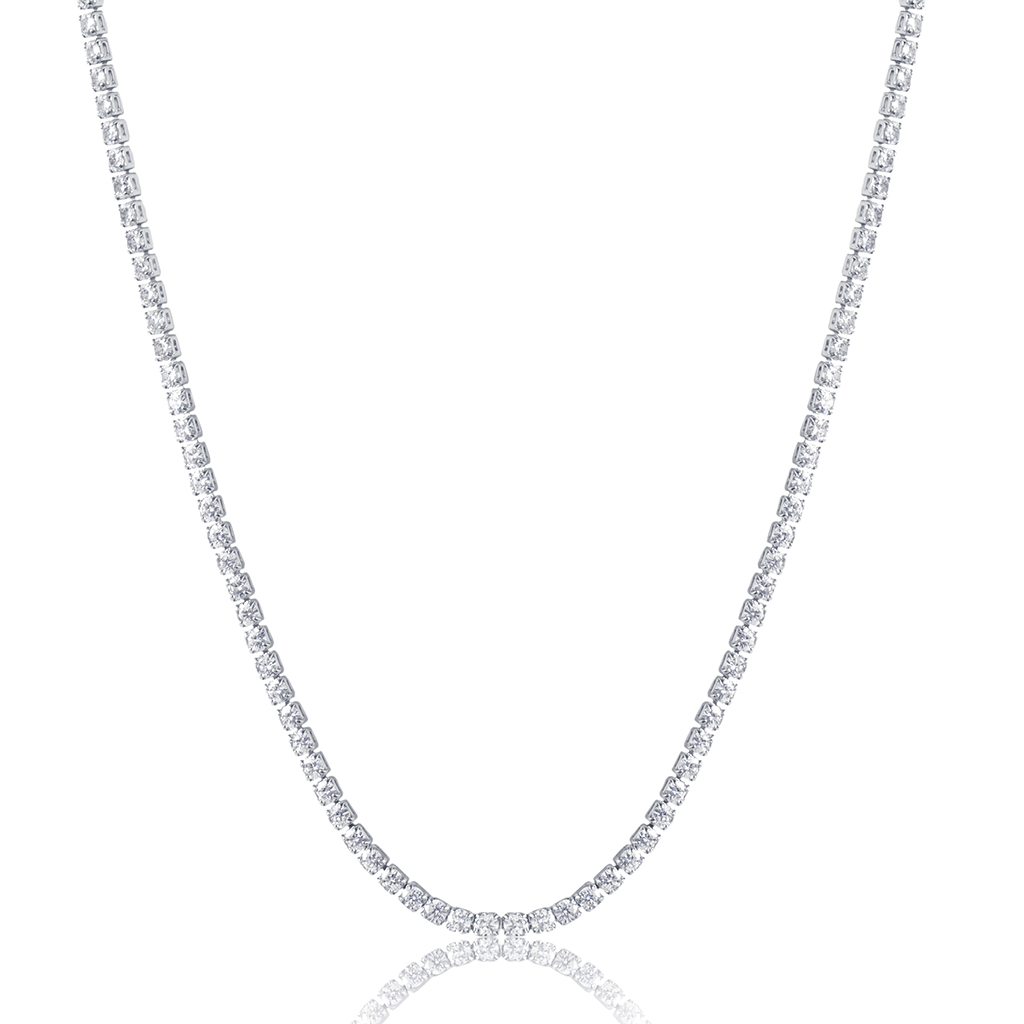 Iced Out 3mm Crystal Tennis Chain In White Gold With Street Luxury Shine - Image 7