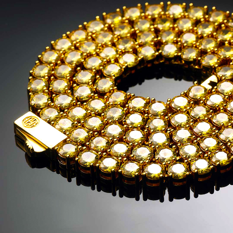 5mm Fancy Yellow Stones Tennis Chain In Gold With Iced Out Shine - Image 5