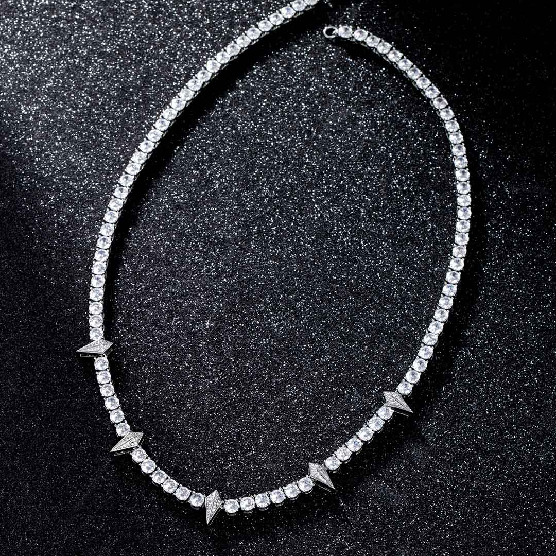 Bold Iced Out Handset Fight Tooth And Claw Tennis Chain In White Gold - Image 4