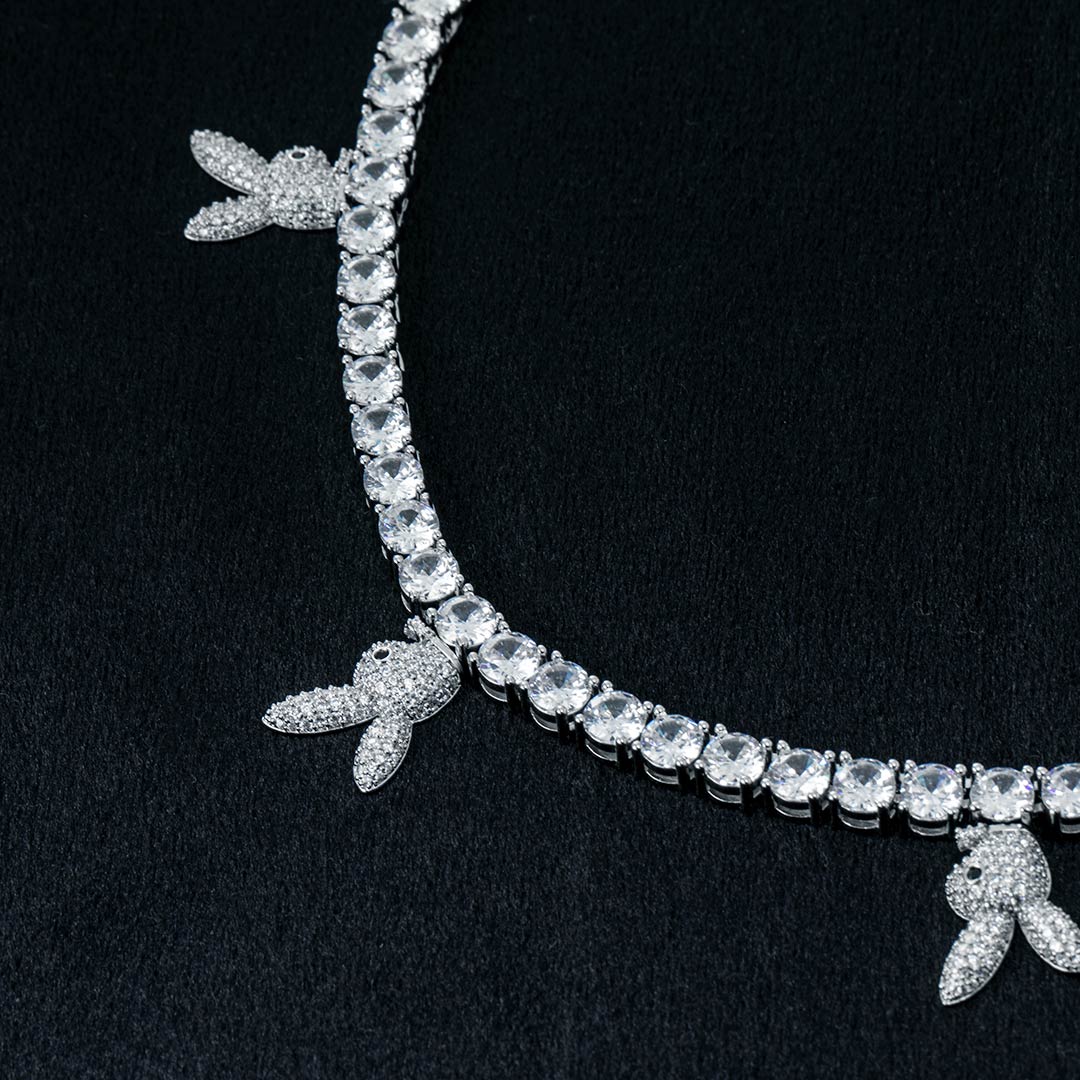 5mm Upside Down Bunny Heads Tennis Chain In White Gold Iced Out - Image 3