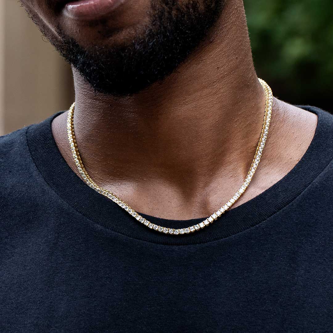 3mm Tennis 18k Gold Chain Iced Out With Bold Statement Appeal