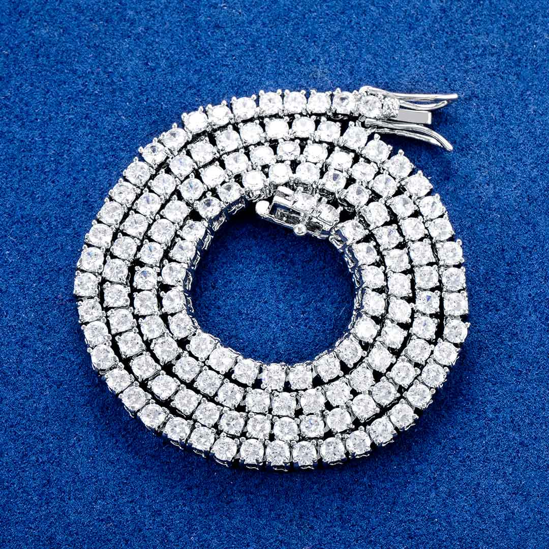 3mm Tennis 18k White Gold Chain Iced Out Shine With Street Luxury - Image 3