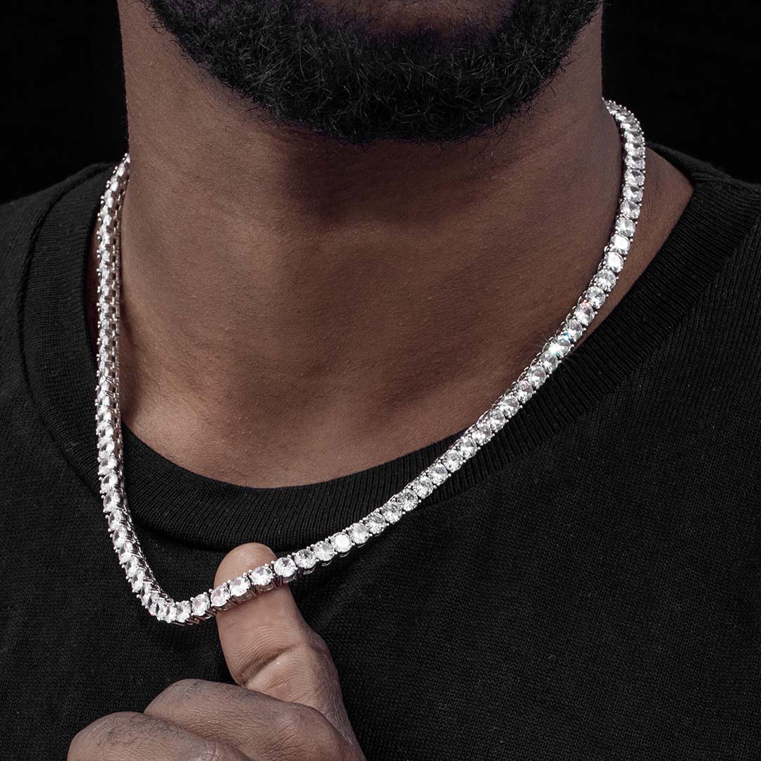 5mm Tennis 18k White Gold Chain Iced Out Shine With Street Luxury