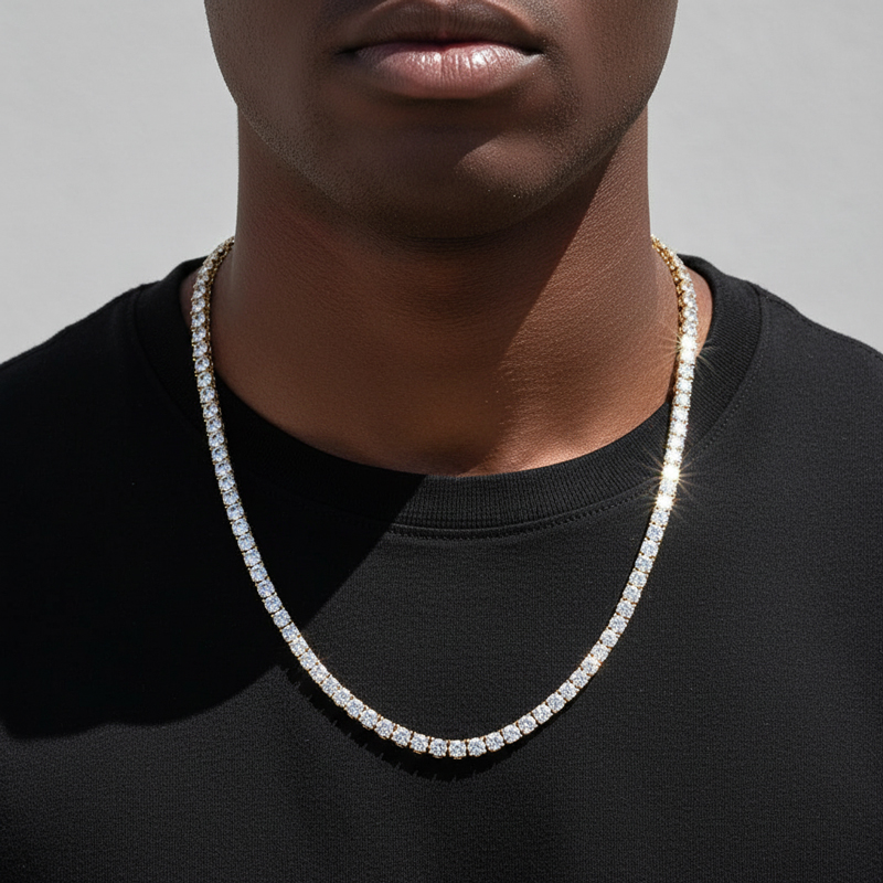 5mm Tennis Necklace In Gold Iced Out With Bold Statement Appeal - Image 3