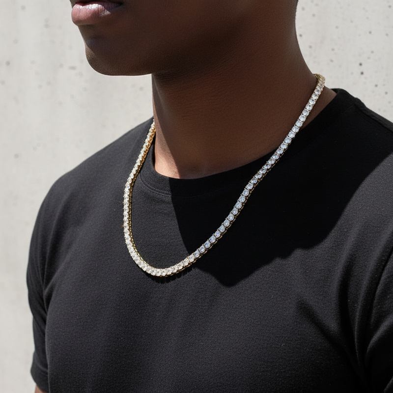 5mm Tennis Necklace In Gold Iced Out With Bold Statement Appeal - Image 4