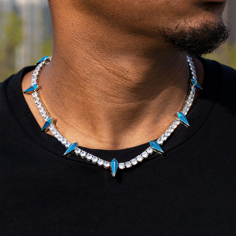 Green/blue Enamel Fight Tooth And Claw Tennis Chain With Iced Out Shine - Image 3