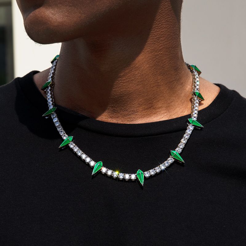 Green/blue Enamel Fight Tooth And Claw Tennis Chain With Iced Out Shine - Image 4