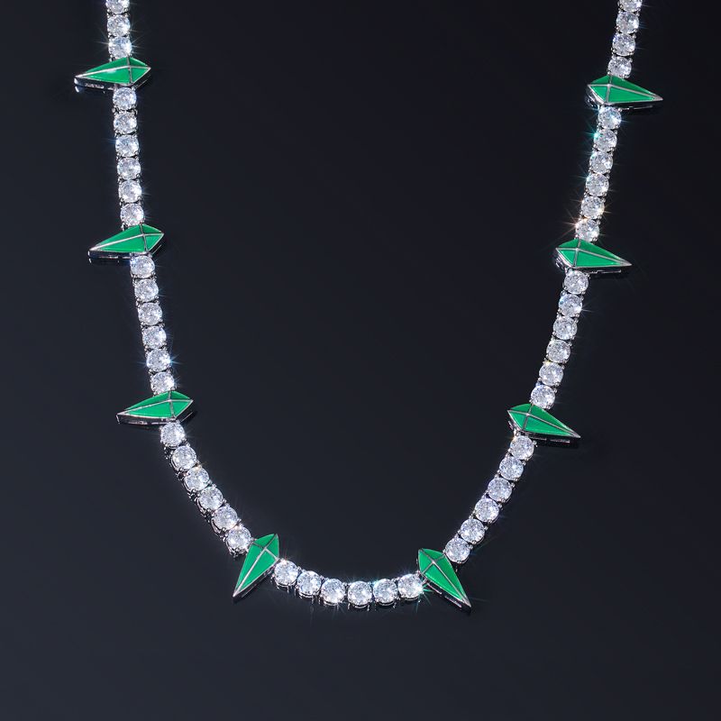Green/blue Enamel Fight Tooth And Claw Tennis Chain With Iced Out Shine - Image 6