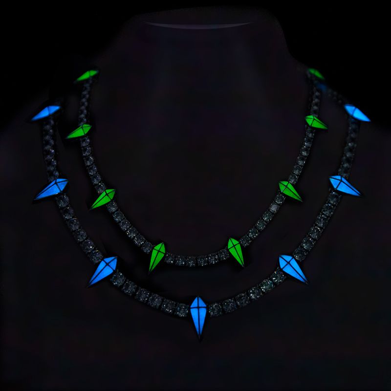 Green/blue Enamel Fight Tooth And Claw Tennis Chain With Iced Out Shine - Image 7