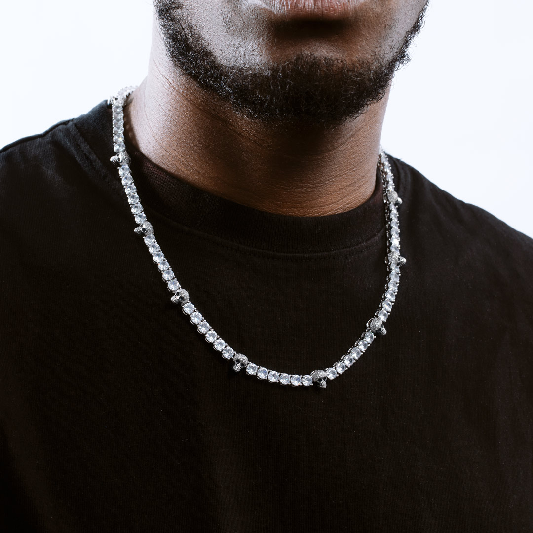 5mm Skull Tennis Chain In White Gold Iced Out Shine With Street Luxury - Image 5