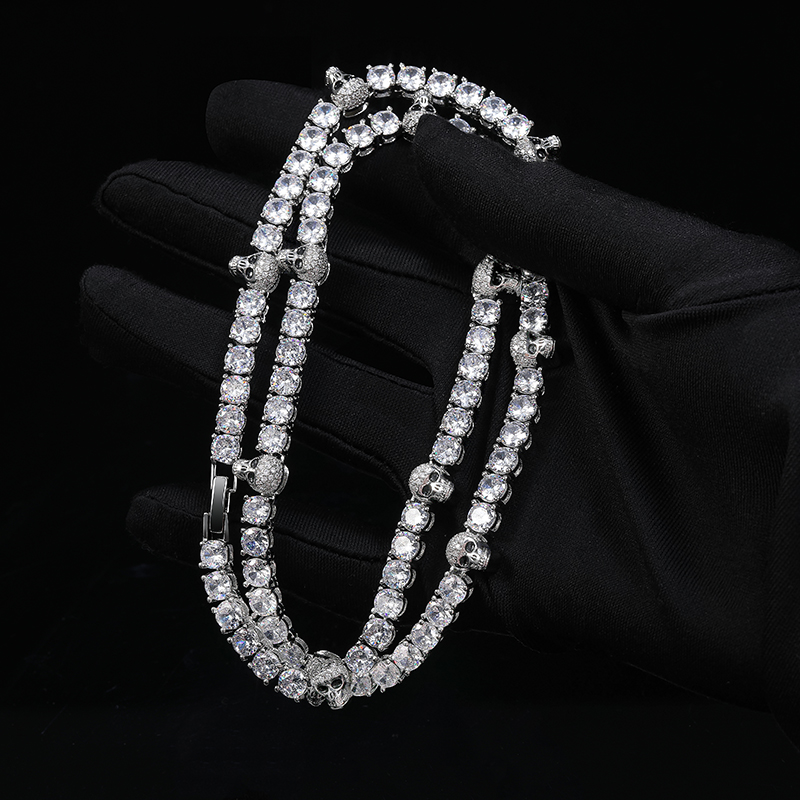 5mm Skull Tennis Chain In White Gold Iced Out Shine With Street Luxury - Image 6