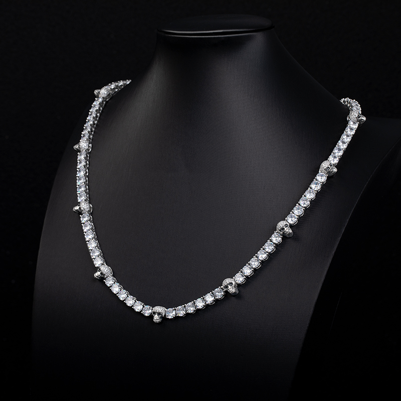 5mm Skull Tennis Chain In White Gold Iced Out Shine With Street Luxury