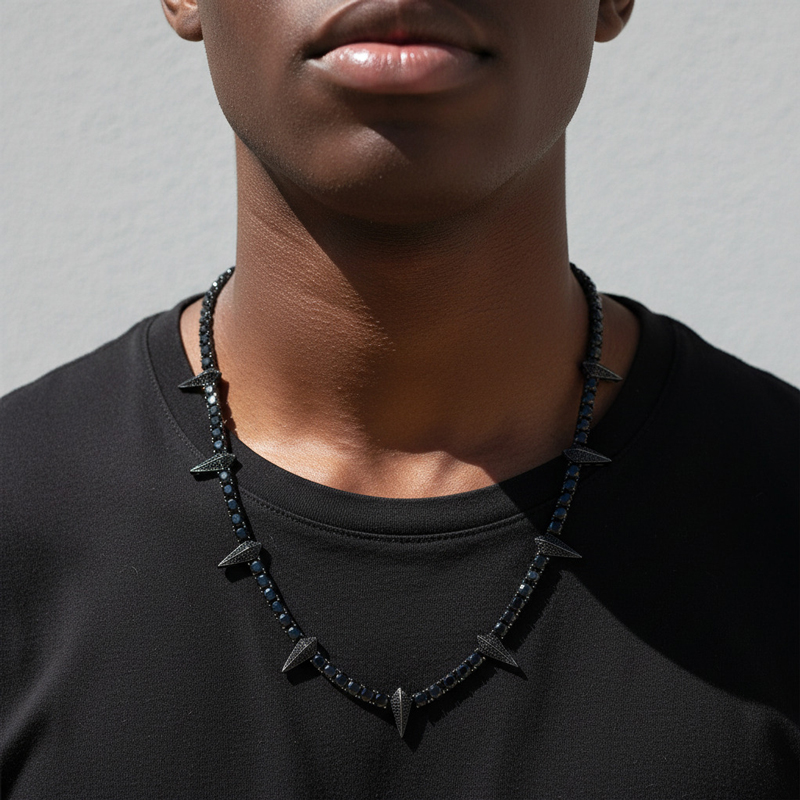 5mm Fight Tooth And Claw Tennis Chain In Black Gold With Iced Out Shine - Image 5