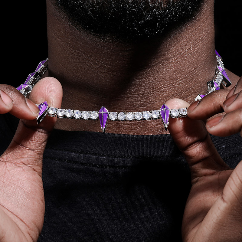 Enamel 5mm Purple Fight Tooth And Claw Tennis Chain With Iced Out Shine - Image 3