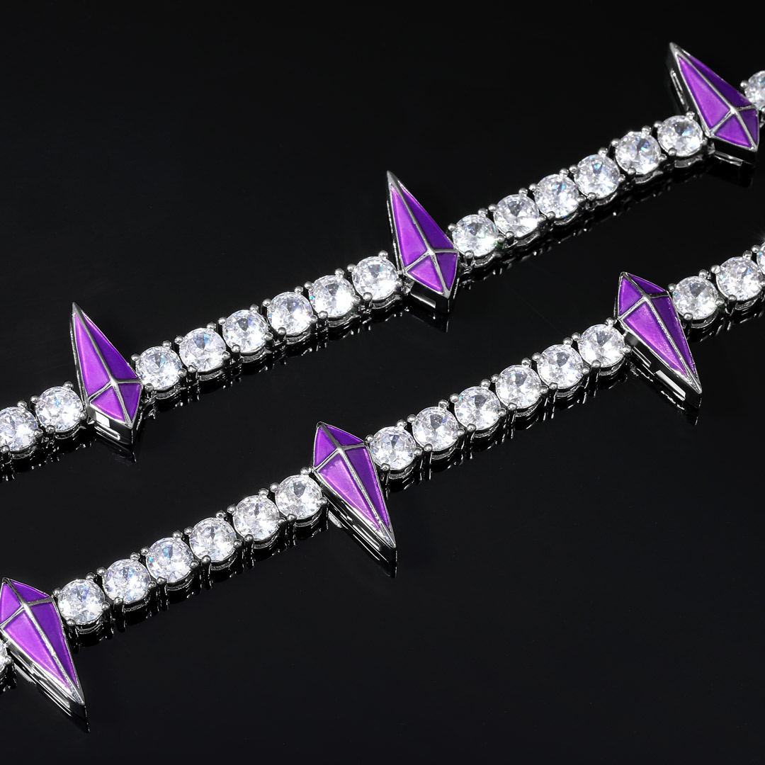 Enamel 5mm Purple Fight Tooth And Claw Tennis Chain With Iced Out Shine - Image 4