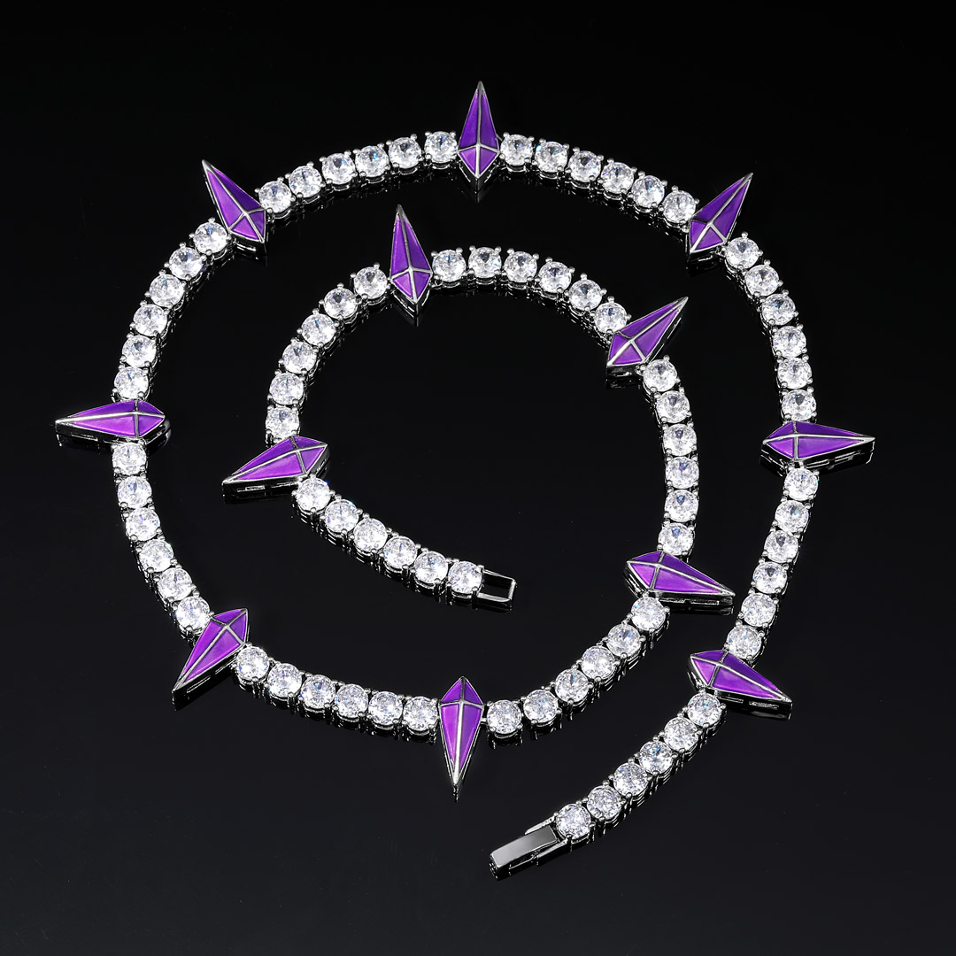 Enamel 5mm Purple Fight Tooth And Claw Tennis Chain With Iced Out Shine