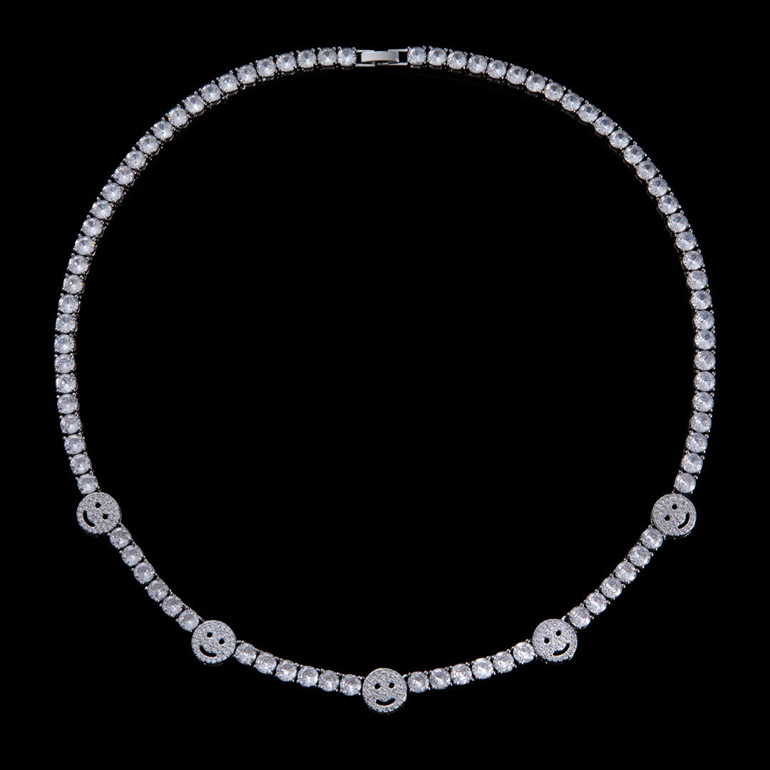 Iced Out Smile Face 5mm Tennis Chain In White Gold With Street Luxury Shine - Image 6