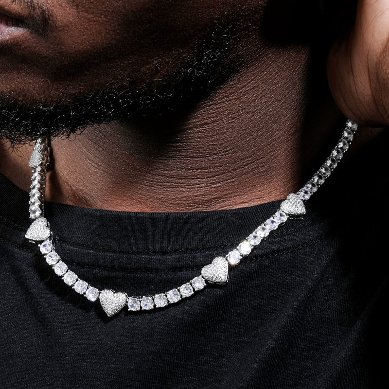 5mm Heart Tennis Chain In White Gold Iced Out Shine With Street Luxury - Image 3