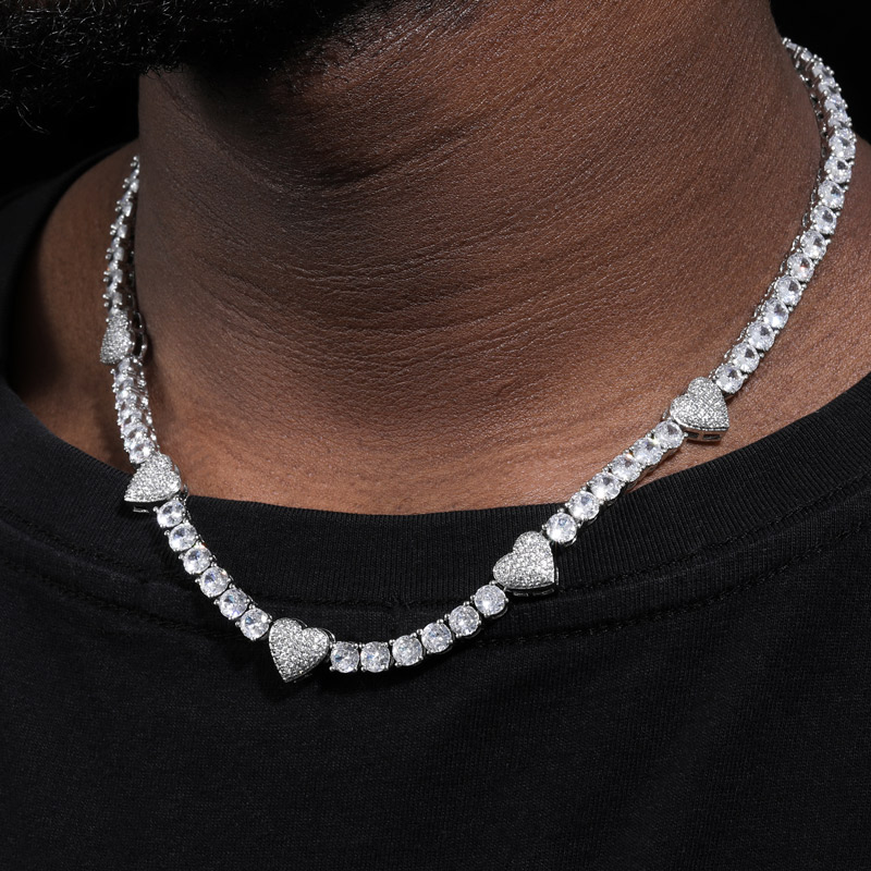 5mm Heart Tennis Chain In White Gold Iced Out Shine With Street Luxury - Image 4