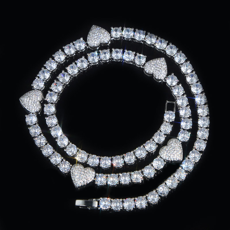 5mm Heart Tennis Chain In White Gold Iced Out Shine With Street Luxury