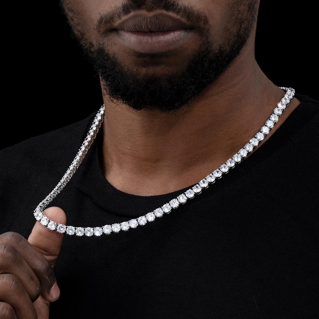 6mm Tennis Necklace In White Gold Iced Out Shine With Street Luxury