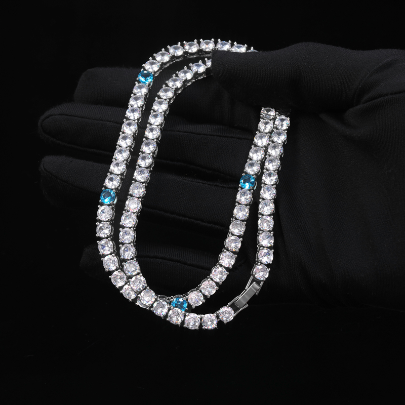 5mm Blue Tennis Chain In White Gold Iced Out Shine With Street Luxury - Image 3