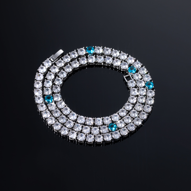 5mm Blue Tennis Chain In White Gold Iced Out Shine With Street Luxury - Image 4