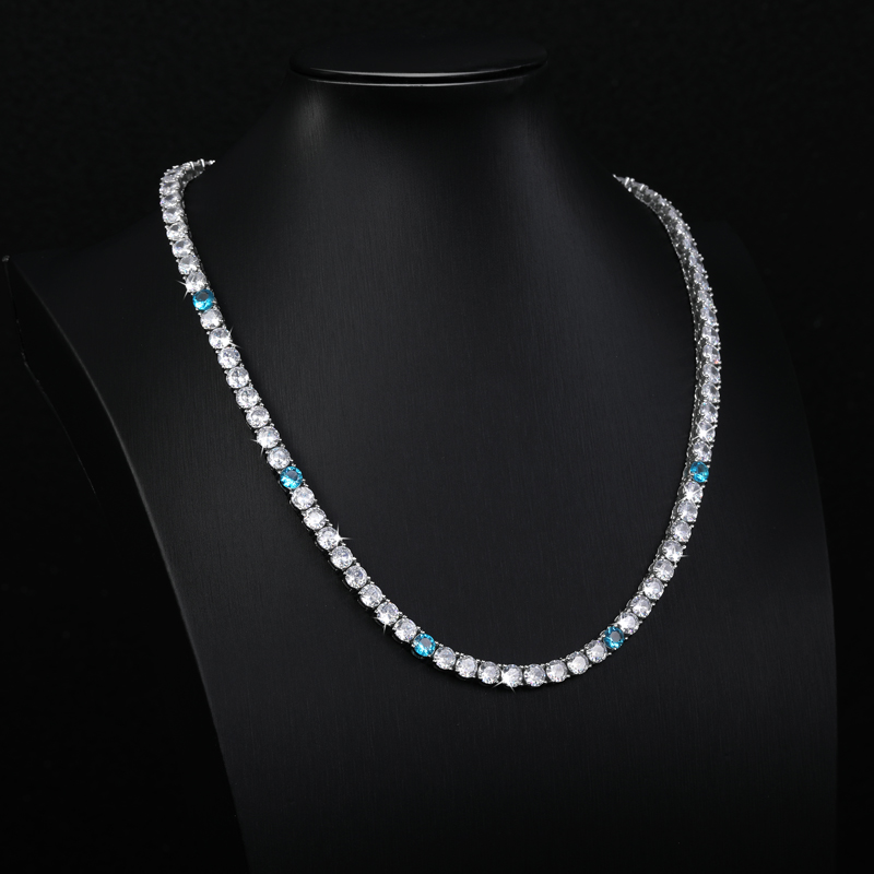 5mm Blue Tennis Chain In White Gold Iced Out Shine With Street Luxury - Image 5