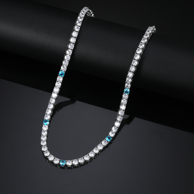 5mm Blue Tennis Chain In White Gold Iced Out Shine With Street Luxury - Image 7