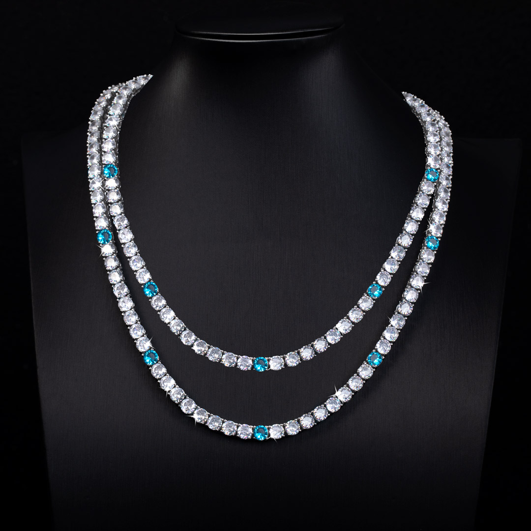 5mm Blue Tennis Chain In White Gold Iced Out Shine With Street Luxury