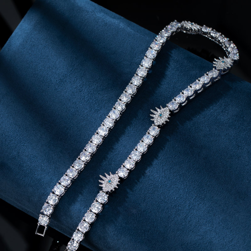 Eye Of Evil 5mm Tennis Chain In White Gold With Street Luxury Shine - Image 3