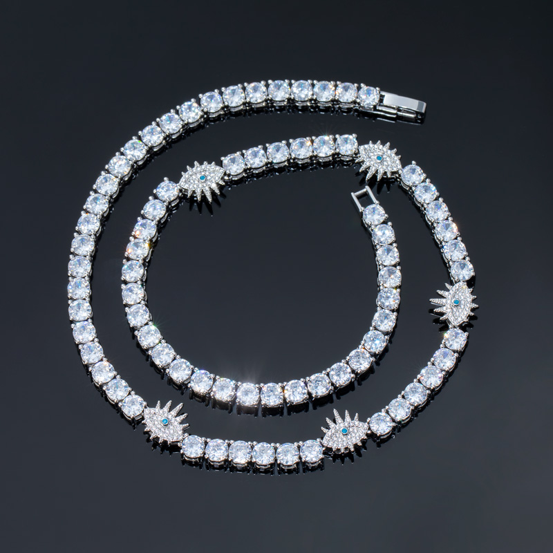 Eye Of Evil 5mm Tennis Chain In White Gold With Street Luxury Shine - Image 4