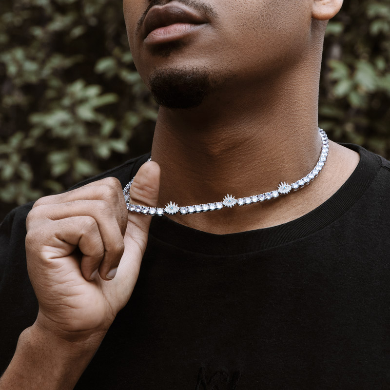 Eye Of Evil 5mm Tennis Chain In White Gold With Street Luxury Shine - Image 5