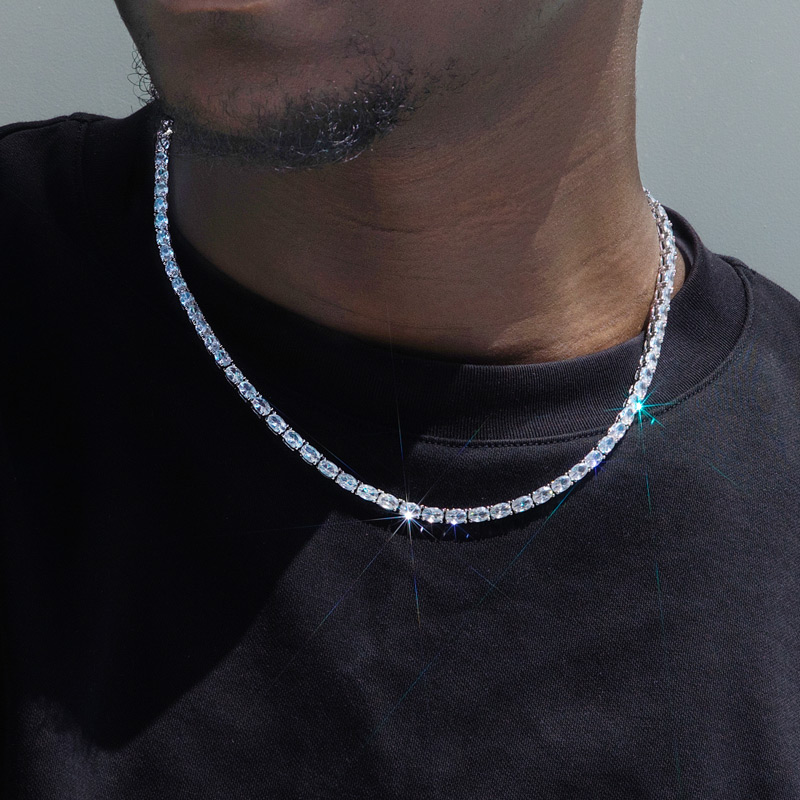 4mm Oval Tennis Chain In White Gold Iced Out Shine With Street Luxury
