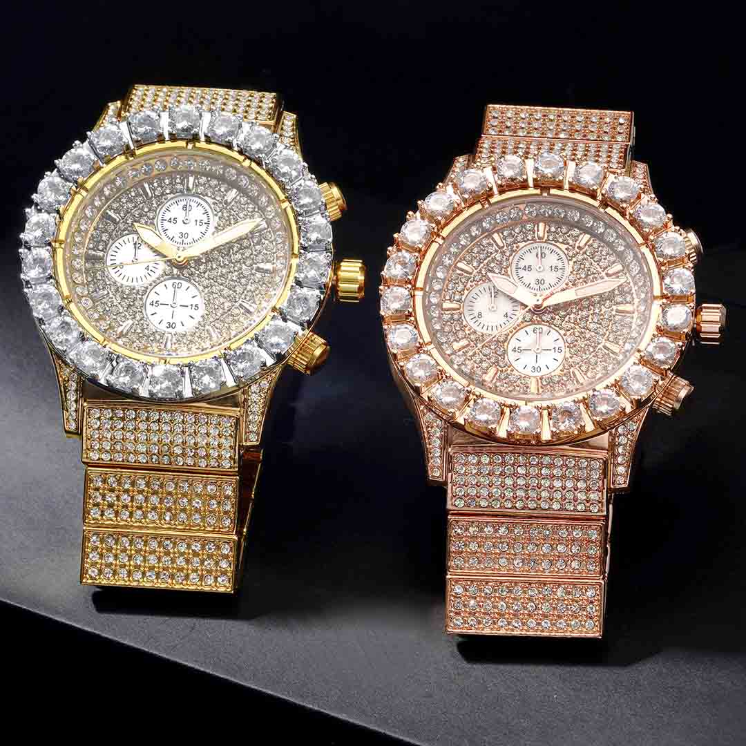 Iced Out Round Cut White Dial Luminous Men's Watch With Street Luxury Shine - Image 4
