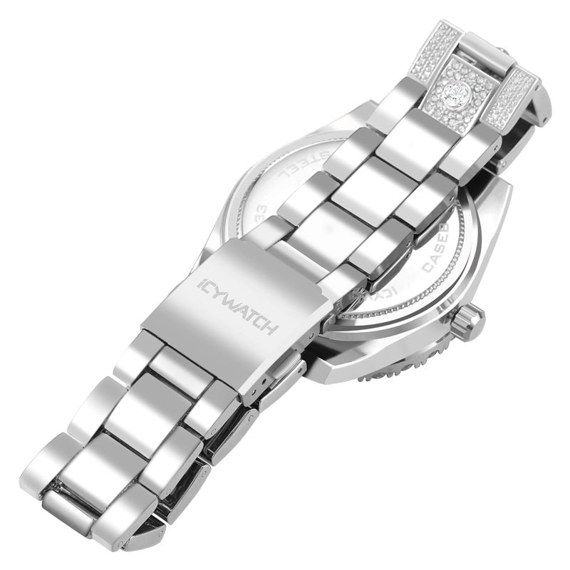 Iced Out Arabic Numerals Men's Watch In White Gold With Street Luxury Shine - Image 4